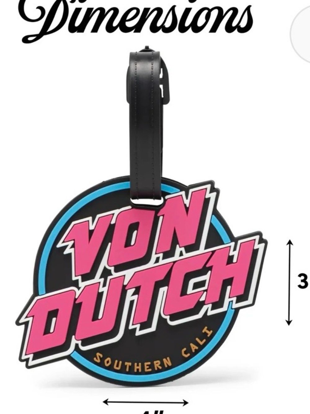 Von Dutch Pink, Black & Blue Round Logo Luggage Tags - Picture 5 of 6